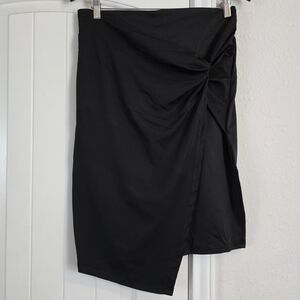 Black Knee Length Pencil Skirts High Waist Bodycon Skirt Size Large